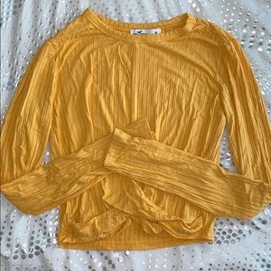 cute longsleeve! yellow, cross cross front tie.